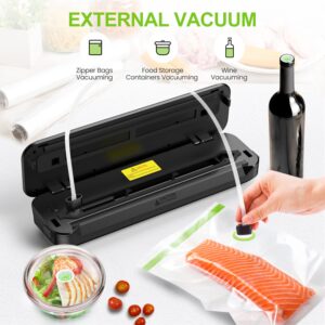 KOIOS Vacuum Sealer Machine, 90Kpa Automatic Food Sealer with Cutter, 8-in-1 Food Vacuum Machine, Pulse Function, Dry&Moist Modes, Compact Design, LED Indicator Lights, 10pcs bags included, Silver