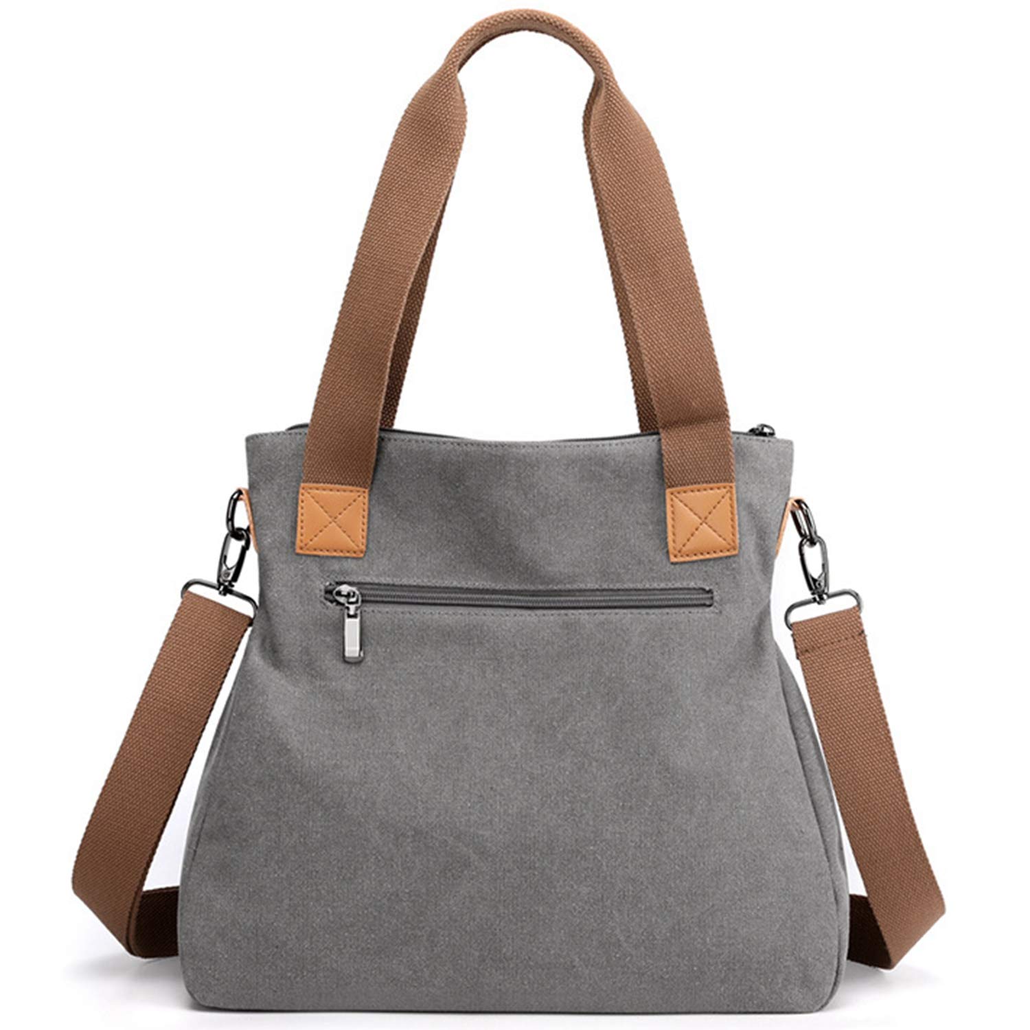 Women's Canvas Tote Handbags Vintage Casual Shoulder Work Bag Crossbody Purses (Grey) One Size