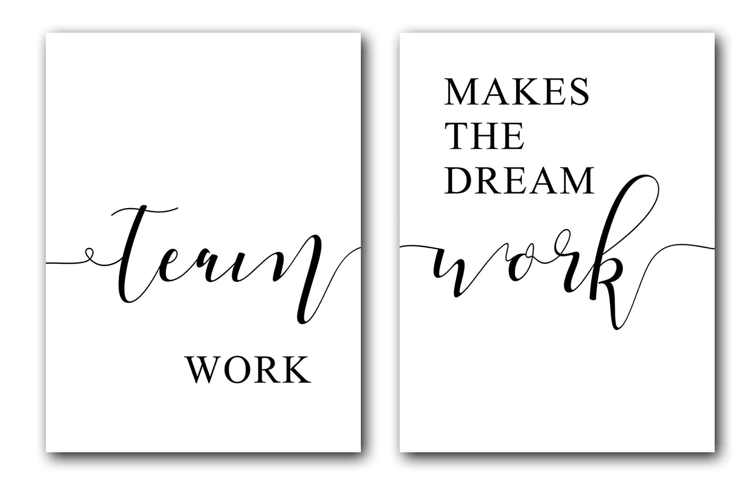 Teamwork Makes The Dream Work Set of 2 Posters 18 x 24 Inches Minimalist Art Typography Art Bedroom Wall Art Romantic Gift Home Wall Art Poster