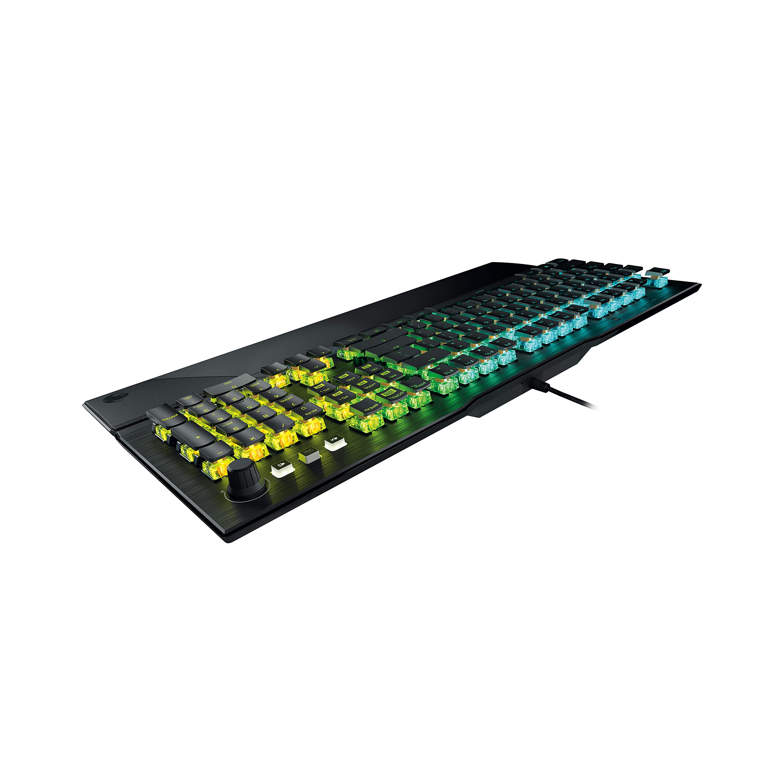 ROCCAT Vulcan Pro Tactile Optical PC Gaming Keyboard, Titan Switch Full Size, with Per-key AIMO RGB Lighting, Anodized Aluminum Top Plate and Detachable Palm/Wrist Rest, Low Profile, Black