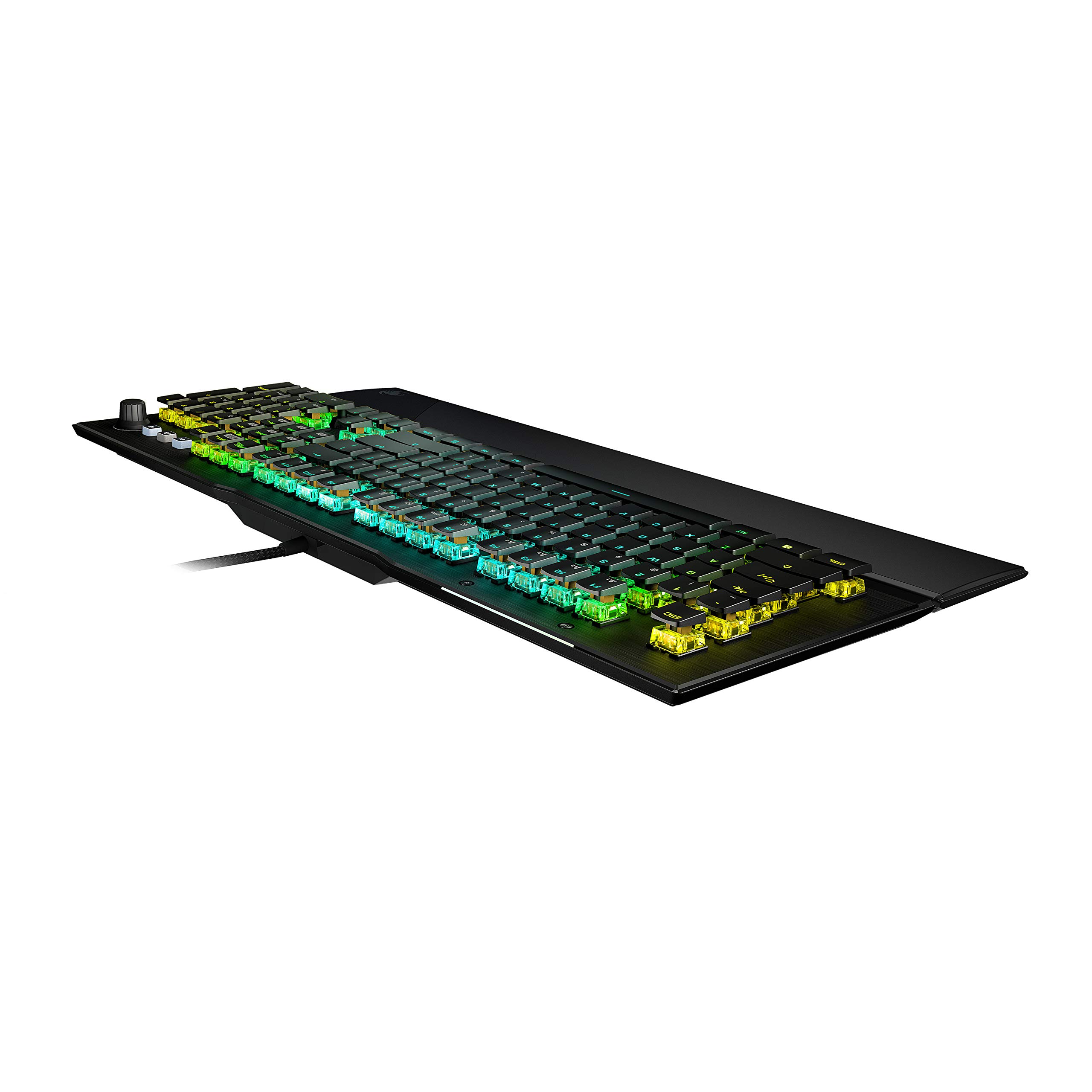 ROCCAT Vulcan Pro Tactile Optical PC Gaming Keyboard, Titan Switch Full Size, with Per-key AIMO RGB Lighting, Anodized Aluminum Top Plate and Detachable Palm/Wrist Rest, Low Profile, Black