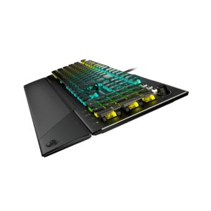 ROCCAT Vulcan Pro Tactile Optical PC Gaming Keyboard, Titan Switch Full Size, with Per-key AIMO RGB Lighting, Anodized Aluminum Top Plate and Detachable Palm/Wrist Rest, Low Profile, Black