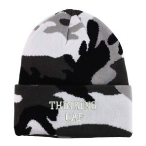 trendy apparel shop thinking cap embroidered made in usa camo beanie - urban