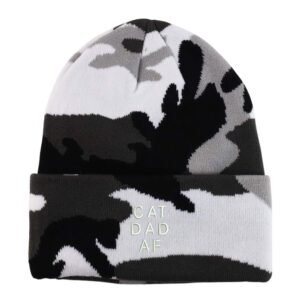 trendy apparel shop cat dad af embroidered made in usa camo beanie - urban