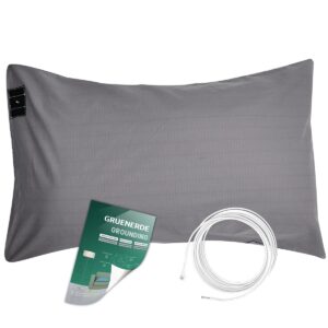 Grounding Pillowcase King with 15ft Grounding Cord Conductive Grounding Pillowcase 20x36in Silver Fiber Improve Sleep Reduce Stress Anxiety Relief Gray 1pc