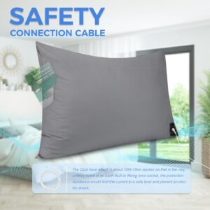 Grounding Pillowcase King with 15ft Grounding Cord Conductive Grounding Pillowcase 20x36in Silver Fiber Improve Sleep Reduce Stress Anxiety Relief Gray 1pc