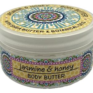 Greenwich Bay Trading Company JASMINE and HONEY Shea and Cocoa Butter Body Butter - From the Garden Collection - 8 Ounce Tub