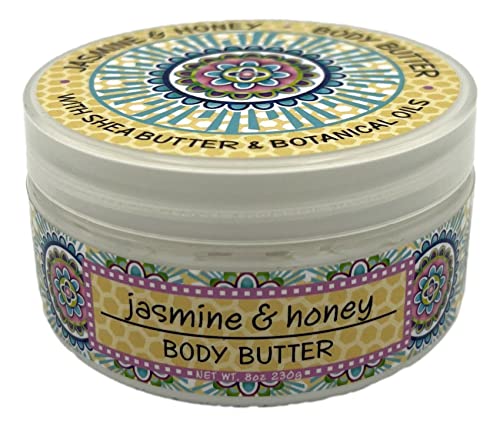 Greenwich Bay Trading Company JASMINE and HONEY Shea and Cocoa Butter Body Butter - From the Garden Collection - 8 Ounce Tub