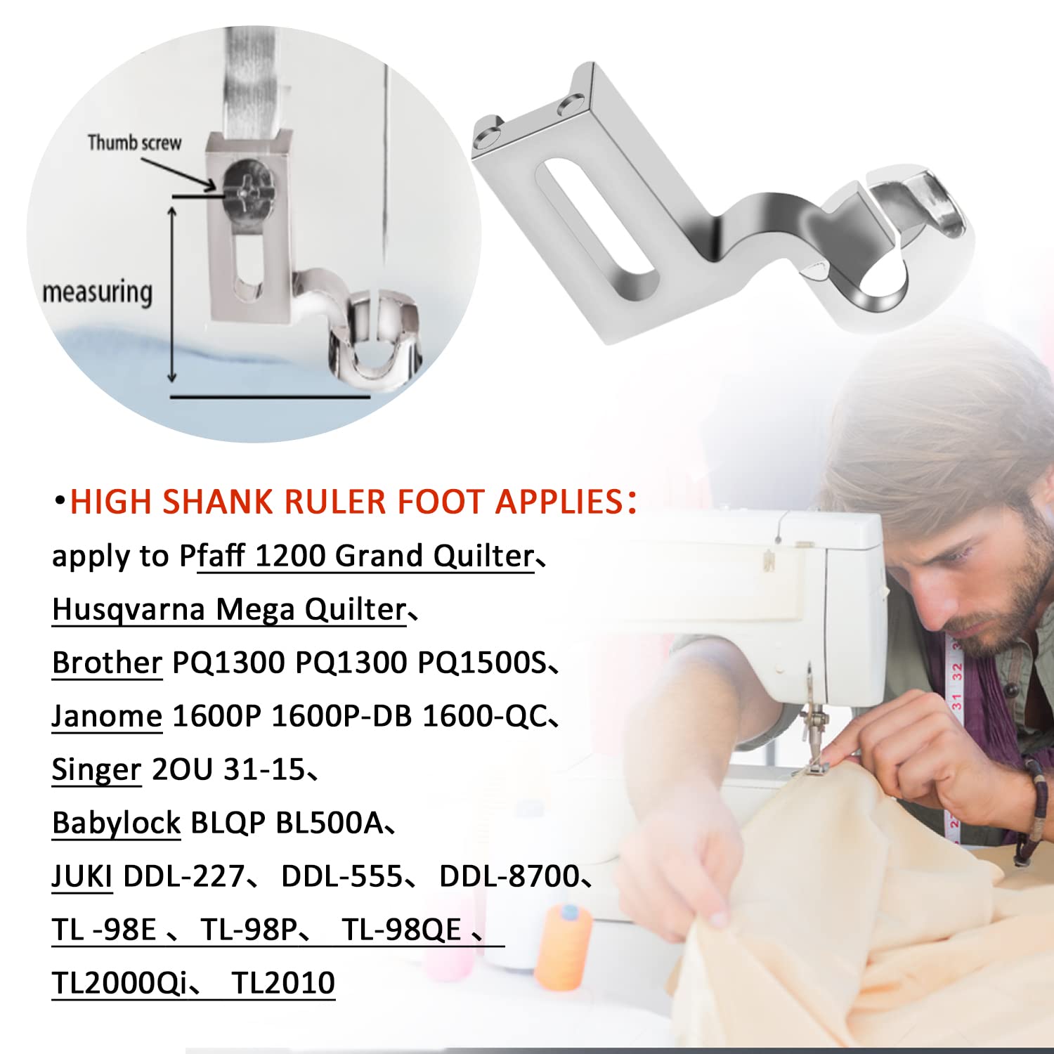 High Shank Ruler Frame Free Motion Darning Foot for Quilting Embroidery- Ruler Presser Foot with Slot Open Fits All High Shank Sewing Machines