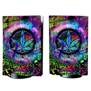 PlayVital Psychedelic Leaf Full Set Skin Decal for ps5 Console Disc Edition, Sticker Vinyl Decal Cover for ps5 Controller & Charging Station & Headset & Media Remote