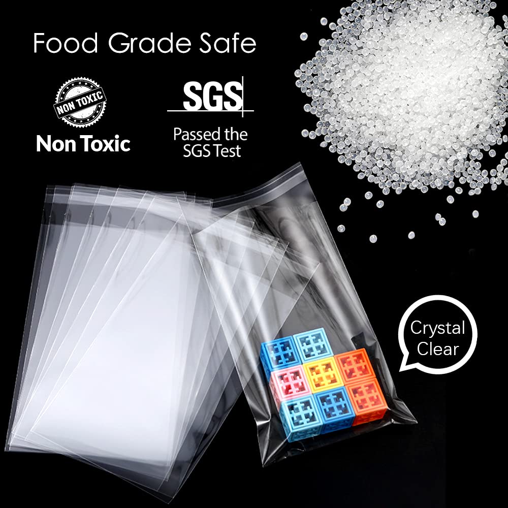 LEOSINDA 50pcs 9 X 12" Clear Resealable Cellophane Bags Treat Bags Cookie Bags Cello Candy Bags Self Sealing Adhesive Gift Wrap Plastic Small Business Packaging 1.3mil