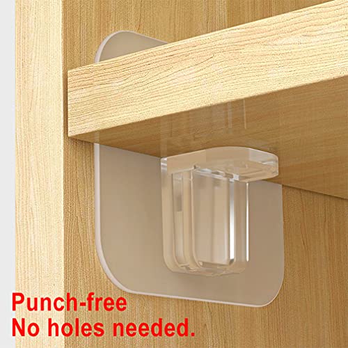 BasedFloor Punch Free Shelf Support Peg-Self Adhesive Shelves Clips for Kitchen Cabinet Book Shelves-Strong Partition Holders Pin for Closet Brackets Clapboard Layer-Load Bearing 10 Pounds