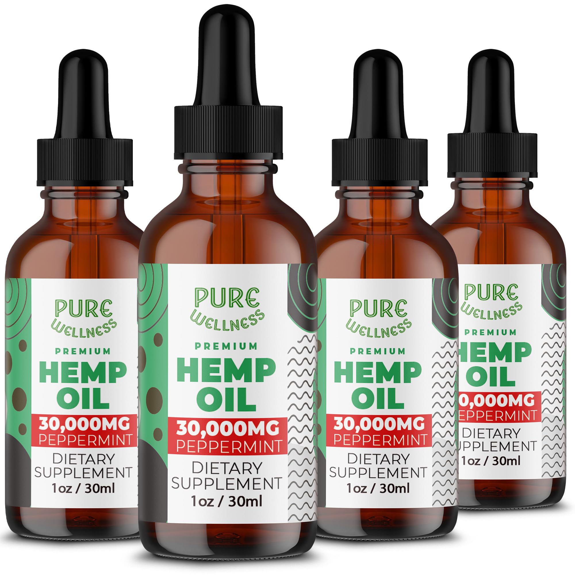 Organic Hemp Seed Oil (4 Oz), Peppermint Flavor, High Potency 30,000 mg - Natural Pain Relief, Helps Sleep, Relaxation & Mood, Transparent Hemp Oil Dosage, Non-Habit Forming - Non-GMO, Vegan