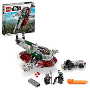 lego star wars boba fett starship 75312 building toy - mandalorian model set featuring iconic starfighter with rotating wings and 2 minifigures, fun and imaginative build for kids age 9+