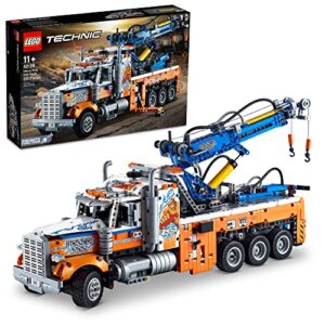 lego technic heavy-duty tow truck 42128 with crane toy model building set, engineering for kids series