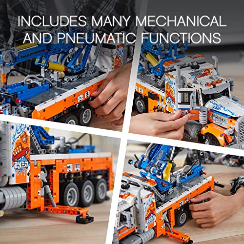 LEGO Technic Heavy-Duty Tow Truck 42128 with Crane Toy Model Building Set, Engineering for Kids Series