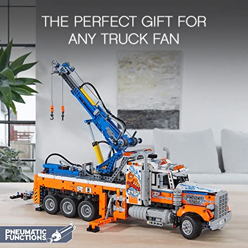 LEGO Technic Heavy-Duty Tow Truck 42128 with Crane Toy Model Building Set, Engineering for Kids Series