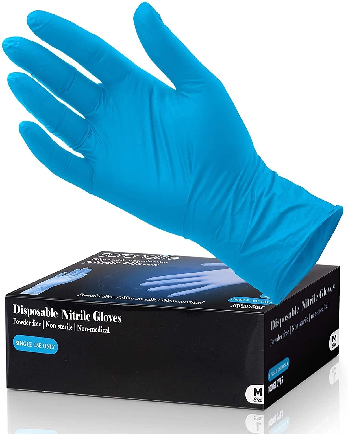 Serenelife Small Size Nitrile Disposable Latex & Powder Free Gloves | Great for Kitchens, Food Handling & Cleaning Supplies | Soft & Comfortable fit | Vinyl & Nitrile blend | 100 Count