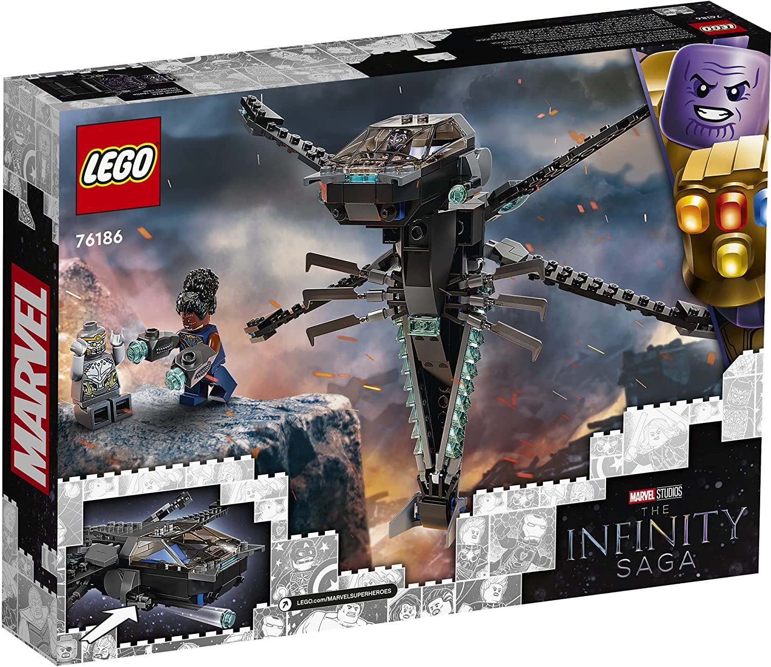 LEGO Marvel Black Panther Dragon Flyer 76186 Building Kit Toy; Create The Final Battle Scene from Avengers: Endgame; New 2021 (202 Pieces)