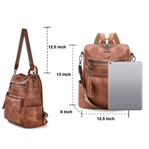 OPAGE Leather Backpack Purse for Women Fashion Tassel Ladies Shoulder Bags Designer Large Backpack Travel Bag