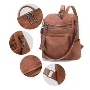 OPAGE Leather Backpack Purse for Women Fashion Tassel Ladies Shoulder Bags Designer Large Backpack Travel Bag