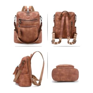 OPAGE Leather Backpack Purse for Women Fashion Tassel Ladies Shoulder Bags Designer Large Backpack Travel Bag