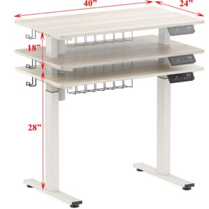 SHW Memory Preset Electric Height Adjustable Standing Desk, 40 x 24 Inches, Maple