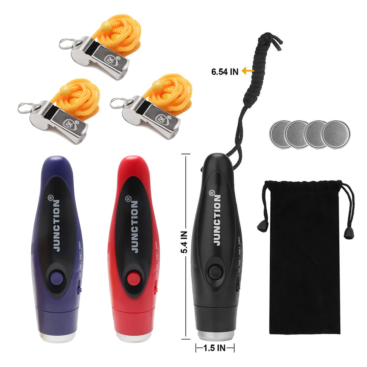 Electronic Whistle, 3 Pack Handheld Electronic Whistles Electric Whistle with Lanyard Three Tone Distinct High Volume Outdoor Sport Whistle for Coaches, Referees, P.E. Teacher