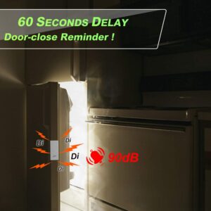 WSDCAM Refrigerator Door Alarm When Opened 60 Seconds Time Delay, 90dB Loud, Ultra-Slim Fridge Alarm Door Open Alarm, Freezer Door Alarm with Delay - 2 Pack