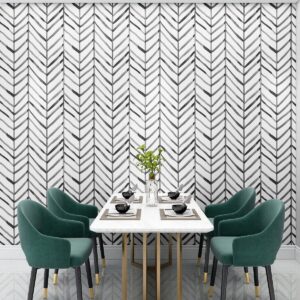 Naphite Black and White Wallpaper Peel and Stick Wallpaper for Bedroom Bathroom Self Adhesive Removable Wallpaper Boho Contact Paper for Cabinets Modern Stripe Wallpaper Vinyl Waterproof 17.7”×118”