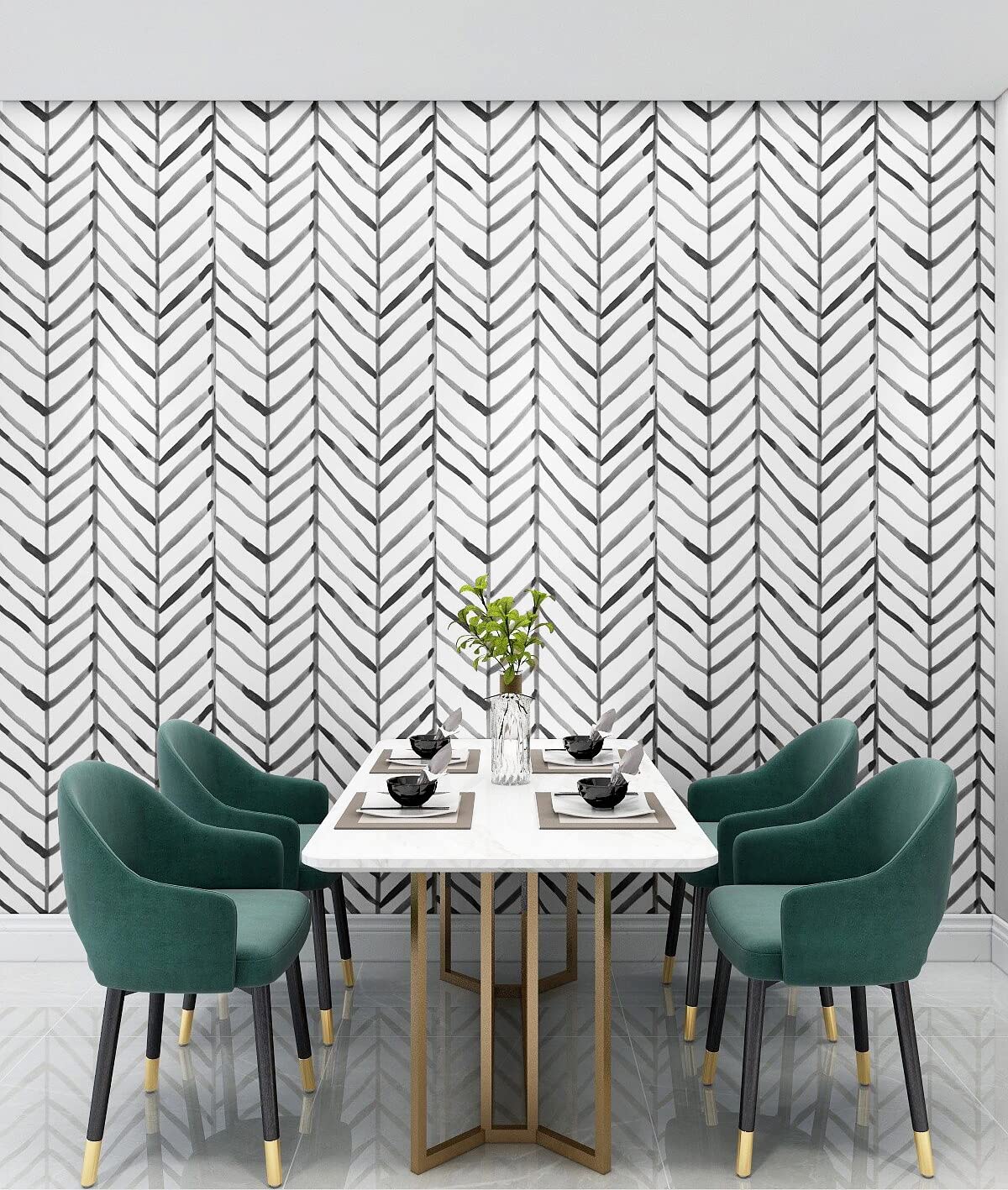 Naphite Black and White Wallpaper Peel and Stick Wallpaper for Bedroom Bathroom Self Adhesive Removable Wallpaper Boho Contact Paper for Cabinets Modern Stripe Wallpaper Vinyl Waterproof 17.7”×118”