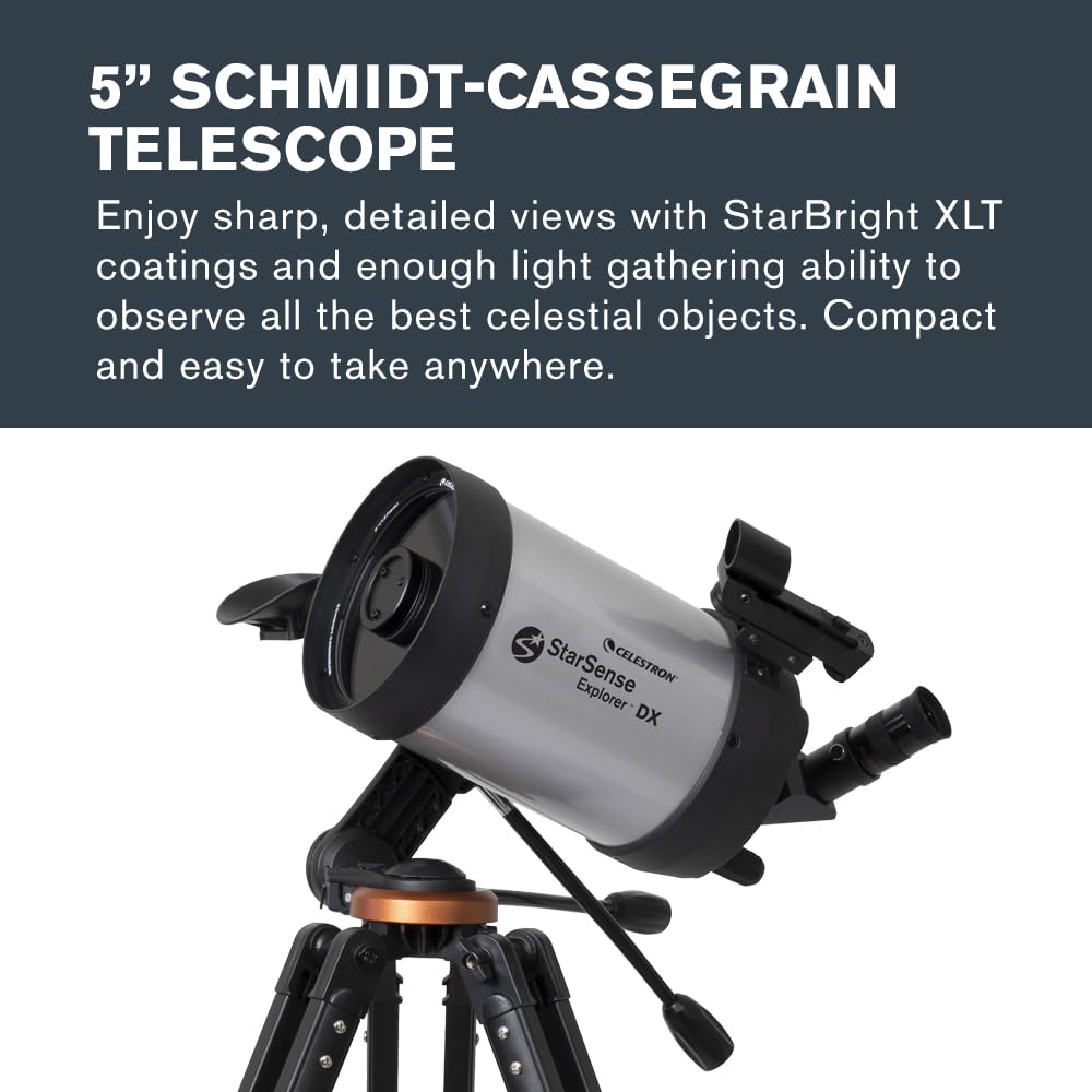 Celestron – StarSense Explorer DX 5” Smartphone App-Enabled Telescope – Works with StarSense App to Help You Find Stars, Planets & More – Schmidt-Cassegrain Telescope – iPhone/Android Compatible