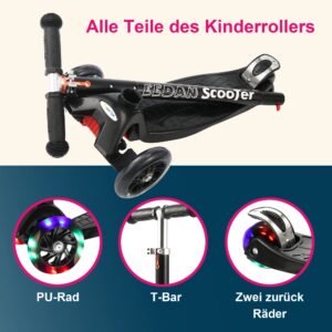 Scooter for Kids 3 Wheels scooter Kids Scooter 4 Adjustable Height Lean to Steer Extra-Wide Deck Kids Scooter with LED Light Up Wheels Toddlers Girls & Boys from 3 to 12 Year-OldLearn to Steer