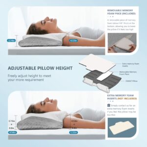 ZAMAT Adjustable Memory Foam Neck Pillow for Pain Relief - With Cooling Pillowcase, Orthopedic Contour for Side, Back, Stomach Sleepers