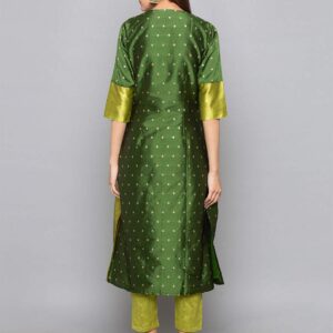 Indian Kurti for Womens With Pant | Art Silk Woven Partywear Kurta Kurtis Dress For Women Tops Tunic Green