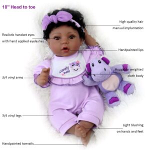 Aori Reborn Baby Dolls Black -18 inch African American Lifelike Newborn Girl Doll, Realistic Soft Posable Limbs and Weighted Body