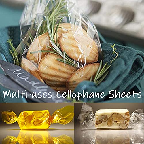 Cinvo 160 Pcs Cellophane Sheets Multi-Colored See Through Colorful Sheets with Twist Ties Cello Wraps for DIY Arts and Crafts, Treats Candy Wrapping Party Supplies (7.5 x 7.5 Inch)