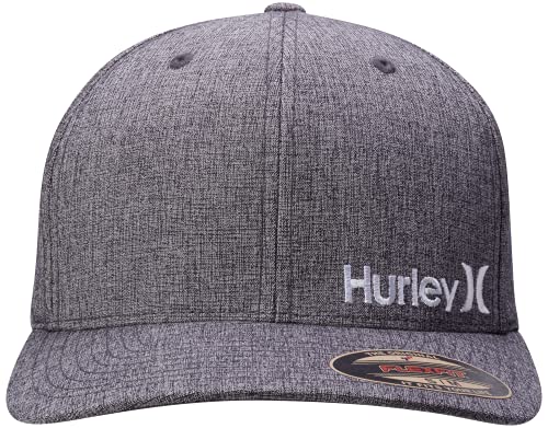 Hurley Men's Caps - Flexfit Curve Bill Baseball Cap - Summer Hats for Men (S-XL), Size Large-X-Large, Light Grey