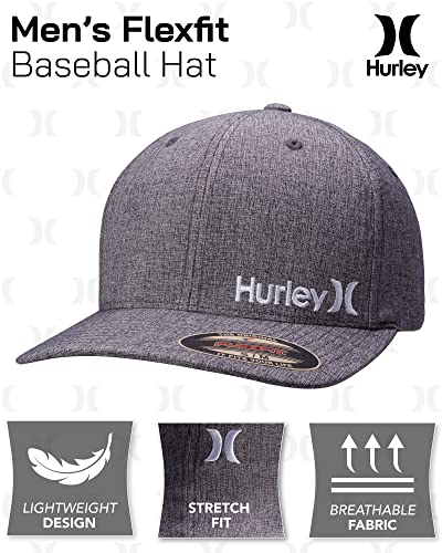 Hurley Men's Caps - Flexfit Curve Bill Baseball Cap - Summer Hats for Men (S-XL), Size Large-X-Large, Light Grey