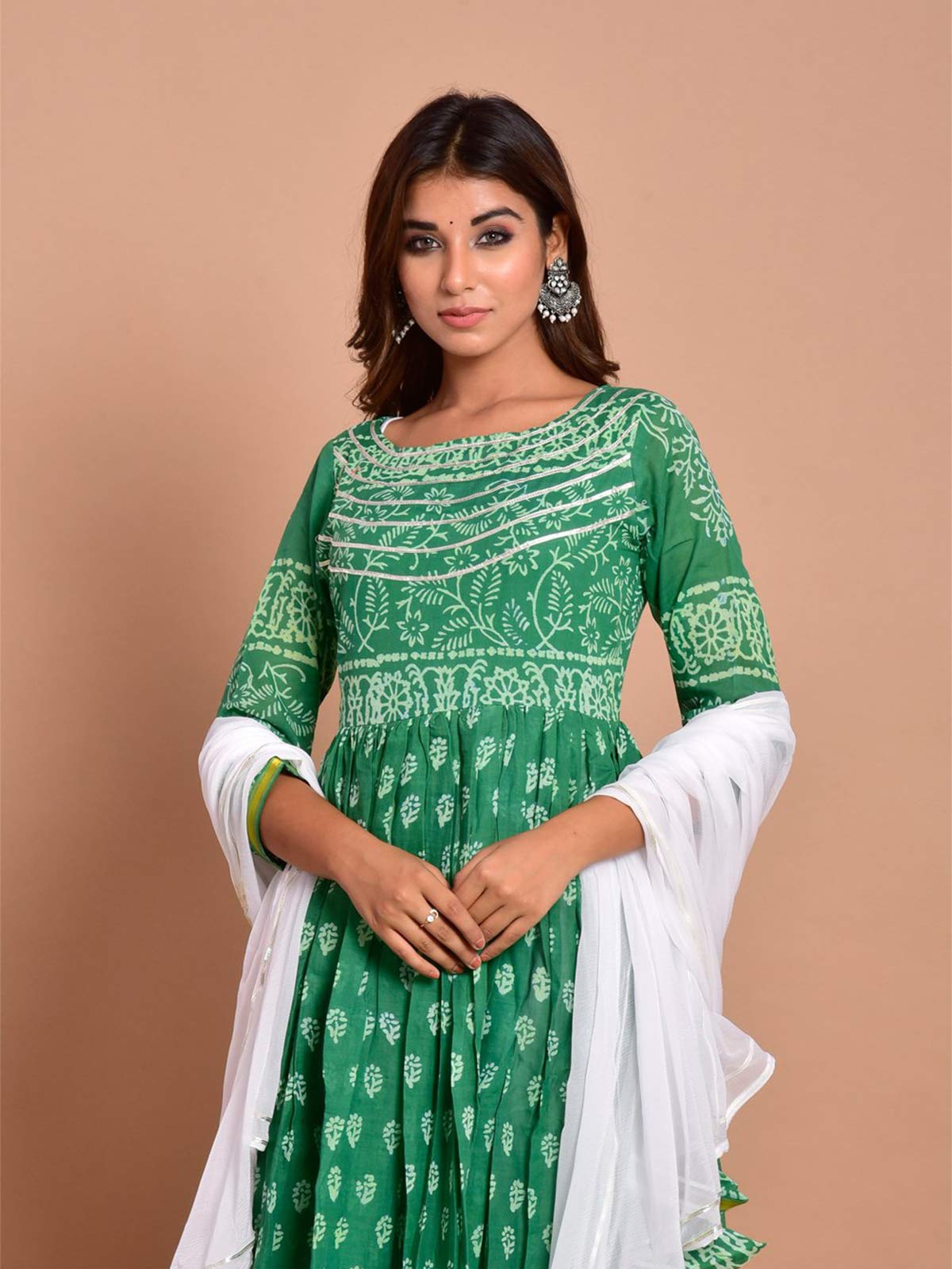 Indian Kurti for Womens With Dupatta | Rayon Printed Kurta Kurtis Dress For Women Tops Tunic Green