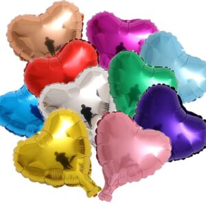 STIMULATE SZXXZZMY 20 Assorted Color Heart Shaped Balloons 5 Inches 10 Kinds of Rainbow Party Foil Balloons, Foil Balloons for Party Decoration, Birthday Party Supplies or Wedding Ceremony