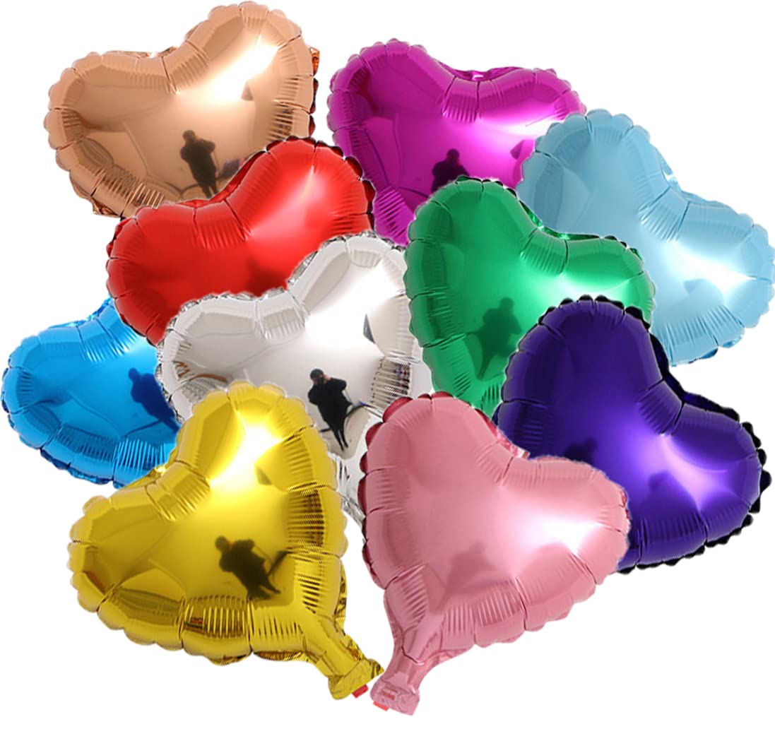 STIMULATE SZXXZZMY 20 Assorted Color Heart Shaped Balloons 5 Inches 10 Kinds of Rainbow Party Foil Balloons, Foil Balloons for Party Decoration, Birthday Party Supplies or Wedding Ceremony