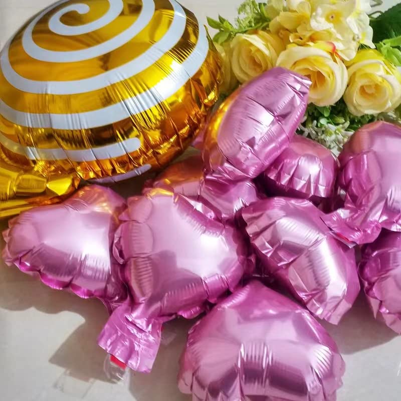 STIMULATE SZXXZZMY 20 Assorted Color Heart Shaped Balloons 5 Inches 10 Kinds of Rainbow Party Foil Balloons, Foil Balloons for Party Decoration, Birthday Party Supplies or Wedding Ceremony