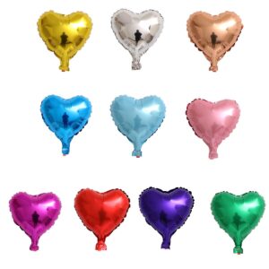 STIMULATE SZXXZZMY 20 Assorted Color Heart Shaped Balloons 5 Inches 10 Kinds of Rainbow Party Foil Balloons, Foil Balloons for Party Decoration, Birthday Party Supplies or Wedding Ceremony