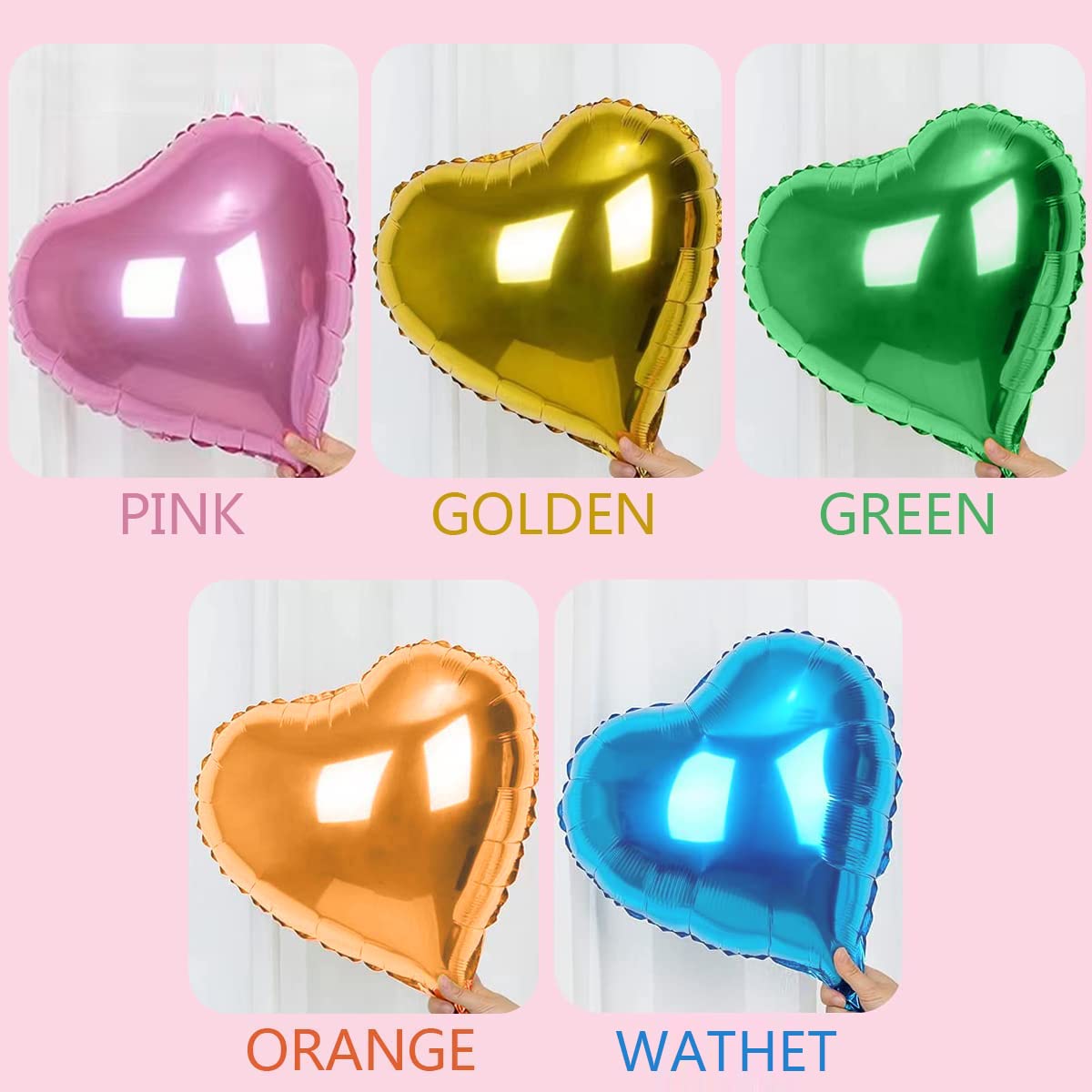 STIMULATE SZXXZZMY 20 Assorted Color Heart Shaped Balloons 5 Inches 10 Kinds of Rainbow Party Foil Balloons, Foil Balloons for Party Decoration, Birthday Party Supplies or Wedding Ceremony