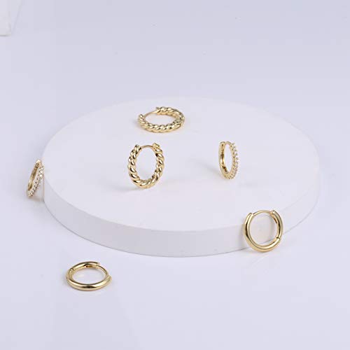 3 Pairs Small Huggie Hoop Earrings Set 14K Gold Hypoallergenic Lightweight Huggie Hoops Earrings for Women Trendy