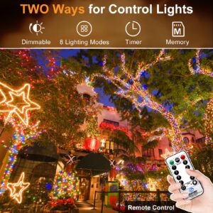 KNONEW 403ft 1000 LED String Lights Outdoor Christmas Lights 8 Modes & Timer Fairy Light Plug in Waterproof LED String Lights for Xmas Yard Tree Wedding Party Holiday Decorations (Multicolor)