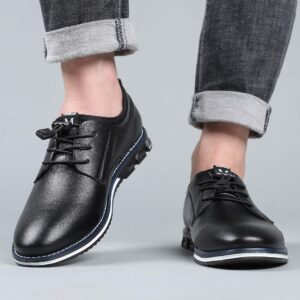 COSIDRAM Mens Casual Leather Shoes Business Slip-on Shoes Comfort Fashion Office Shoes for Male Black 8.5