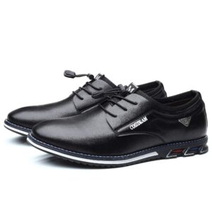 COSIDRAM Mens Casual Leather Shoes Business Slip-on Shoes Comfort Fashion Office Shoes for Male Black 8.5