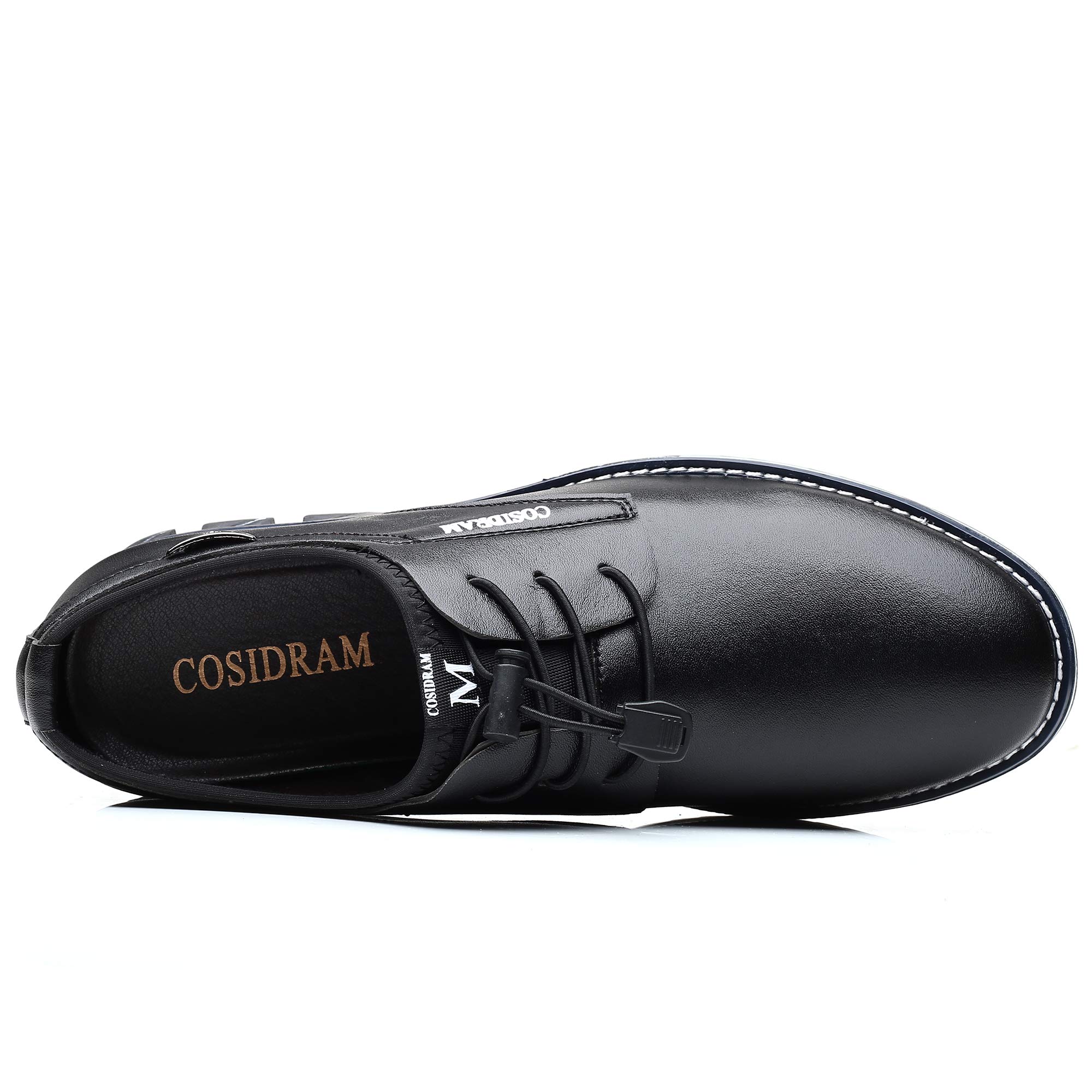 COSIDRAM Mens Casual Leather Shoes Business Slip-on Shoes Comfort Fashion Office Shoes for Male Black 8.5